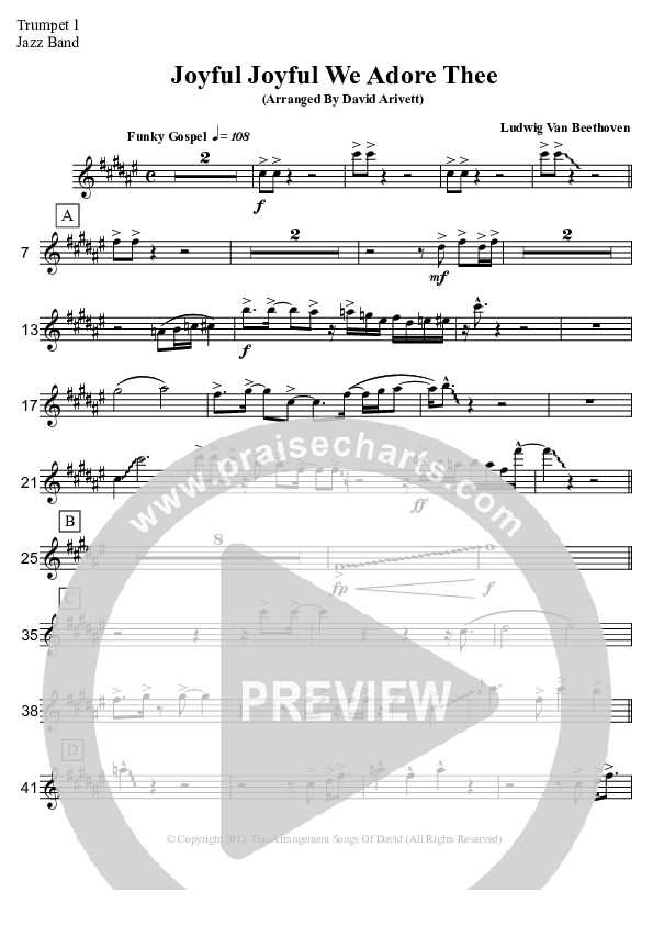 Joyful Joyful We Adore Thee (Instrumental) Trumpet 1 (David Arivett)
