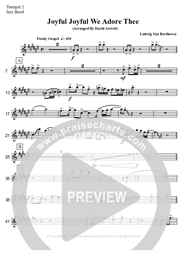 Joyful Joyful We Adore Thee (Instrumental) Trumpet 2 (David Arivett)