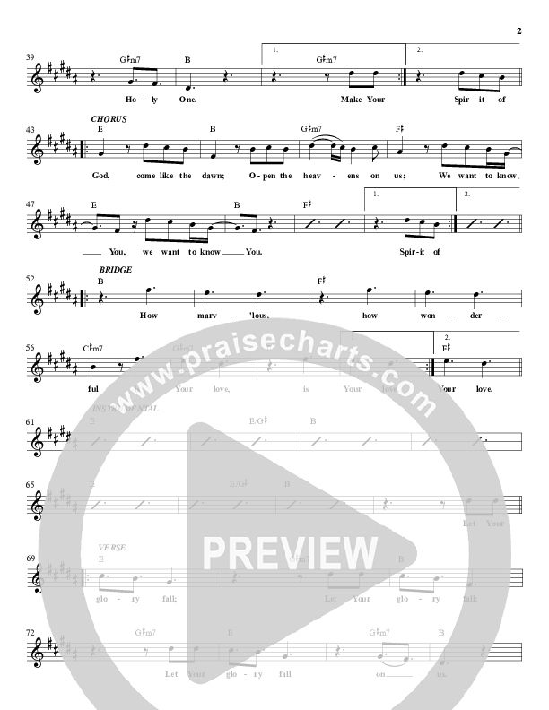 Come Like The Dawn Lead Sheet (Ryan Williams / ONE: A Worship Collective)