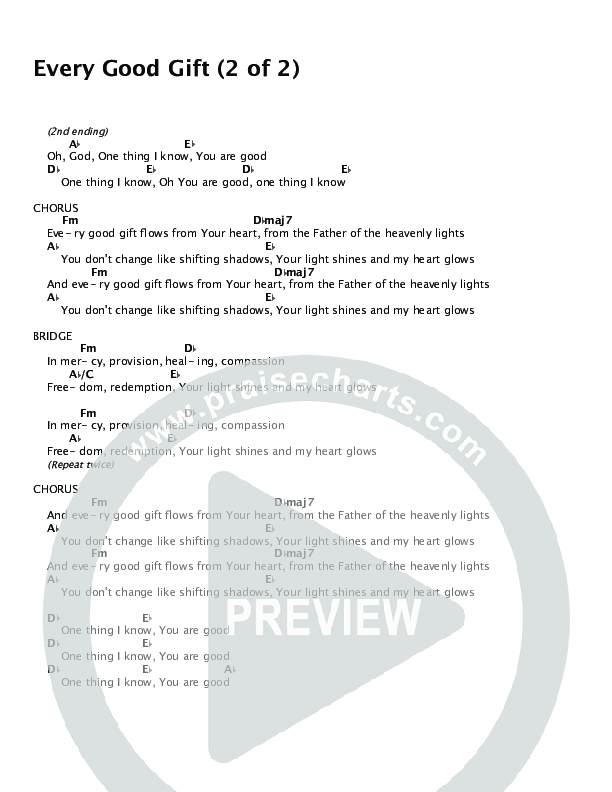 Every Good Gift Chords & Lyrics (Clayton Brooks / ONE: A Worship Collective)