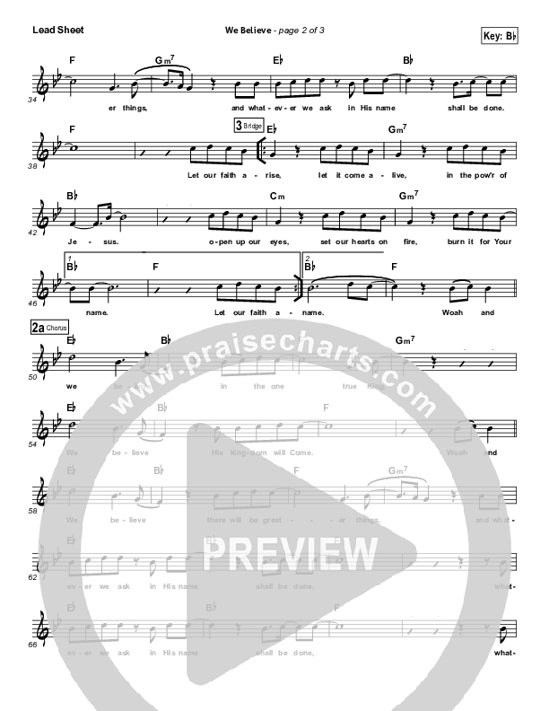 We Believe Lead Sheet (Clayton Brooks / Kurtis Parks / ONE: A Worship Collective)