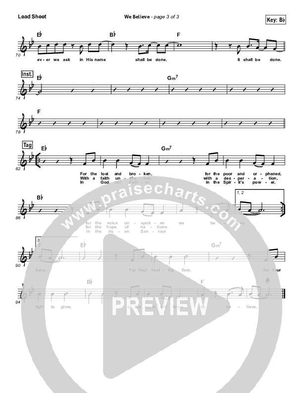 We Believe Lead Sheet (Clayton Brooks / Kurtis Parks / ONE: A Worship Collective)