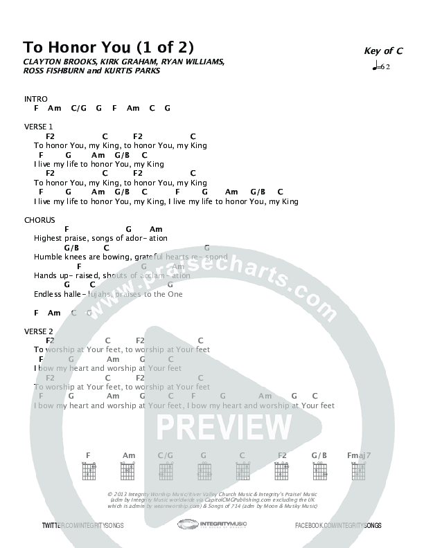 To Honor You Chords & Lyrics (Clayton Brooks / Kurtis Parks / Ryan Williams / ONE: A Worship Collective)