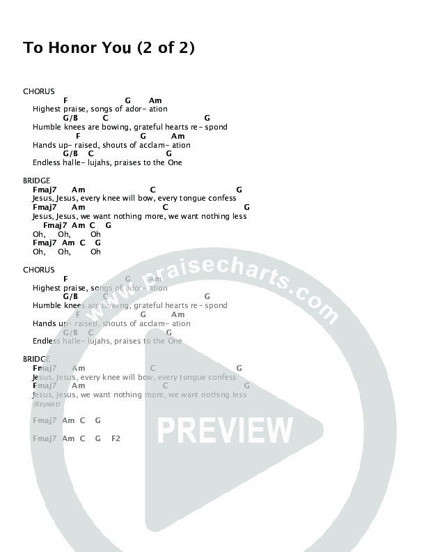 To Honor You Chords & Lyrics (Clayton Brooks / Kurtis Parks / Ryan Williams / ONE: A Worship Collective)