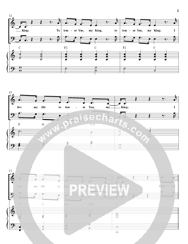 To Honor You Piano/Vocal (Clayton Brooks / Kurtis Parks / Ryan Williams / ONE: A Worship Collective)