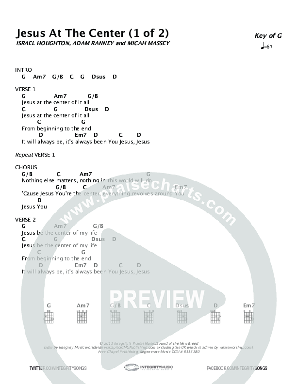 Jesus At The Center Chord Chart (Micah Massey / ONE: A Worship Collective)