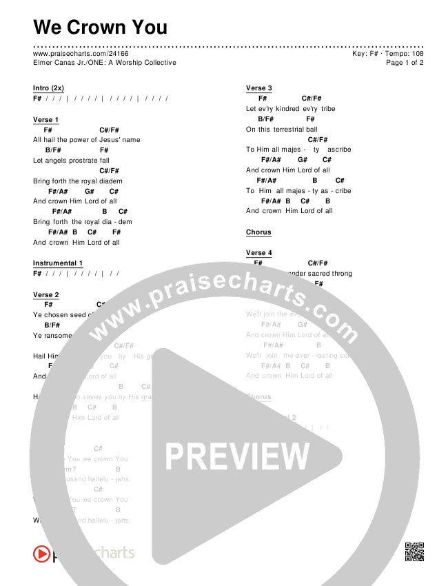 We Crown You Chords & Lyrics (Elmer Canas Jr. / ONE: A Worship Collective)