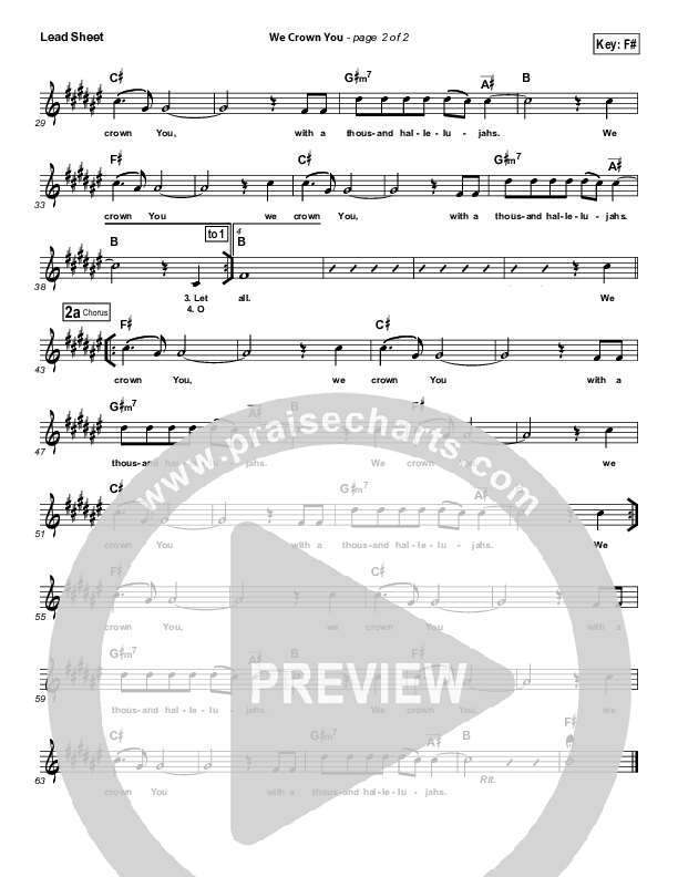 We Crown You Lead Sheet (Elmer Canas Jr. / ONE: A Worship Collective)