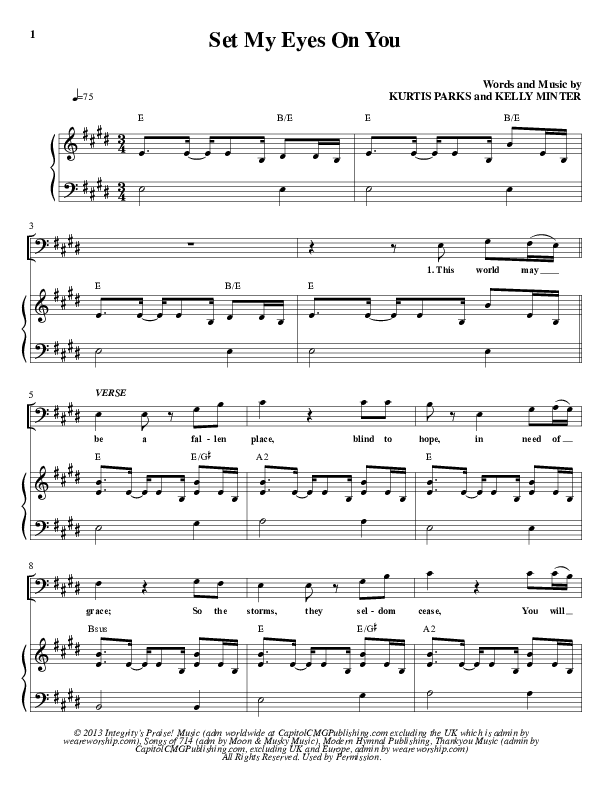 Set My Eyes On You Lead & Piano (Kurtis Parks / ONE: A Worship Collective)