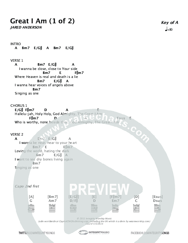 Great I Am Chords & Lyrics (Christine D'Clario / ONE: A Worship Collective)