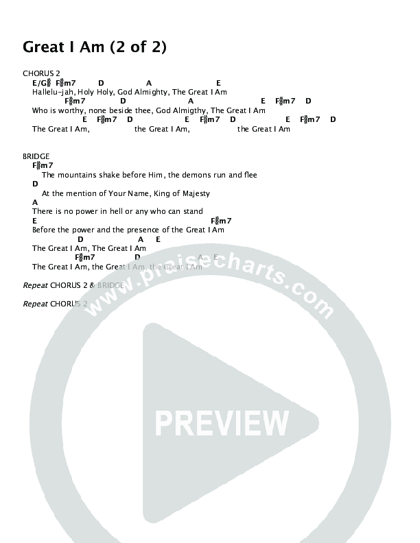 Great I Am Chords & Lyrics (Christine D'Clario / ONE: A Worship Collective)