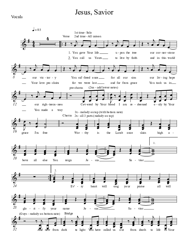 Jesus Savior Lead Sheet (Broadmoor Worship)