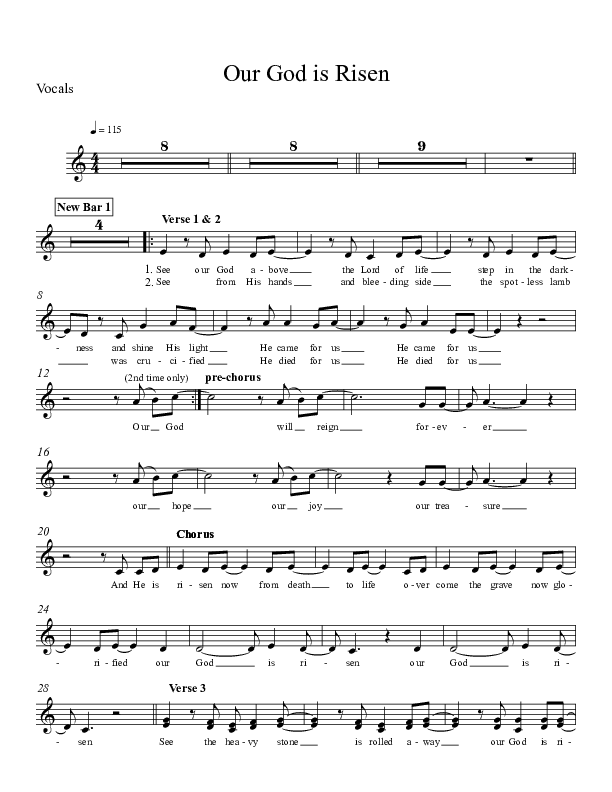 Our God Is Risen Lead Sheet (Broadmoor Worship)