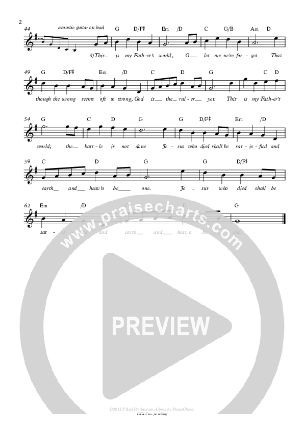 This Is My Father's World Lead Sheet (Cory Alstad / Tony Hiebert)