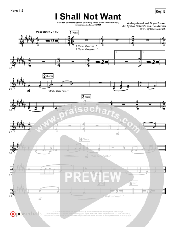 I Shall Not Want French Horn 1/2 (Audrey Assad)