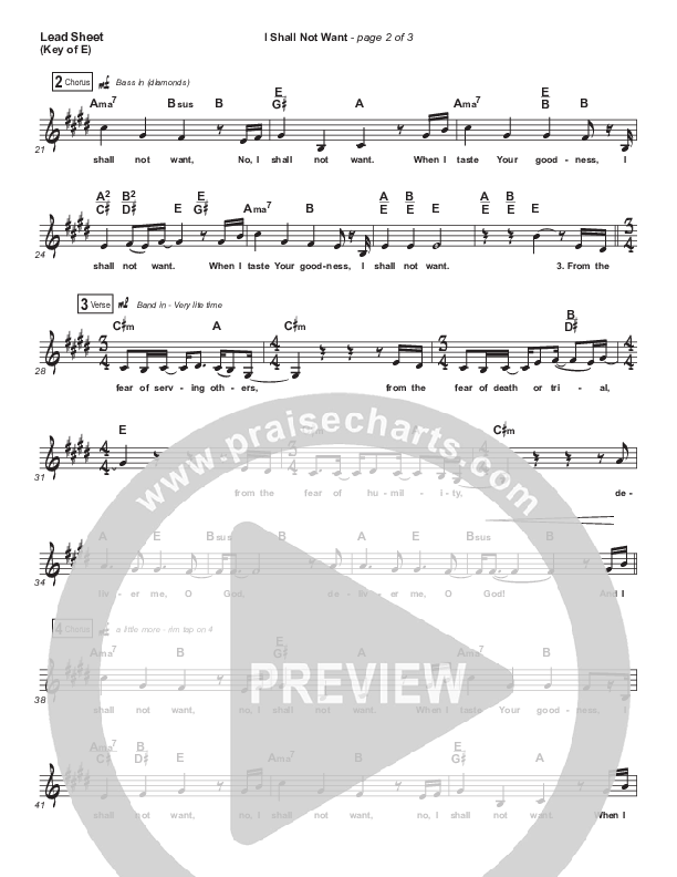 I Shall Not Want Lead Sheet (Melody) (Audrey Assad)