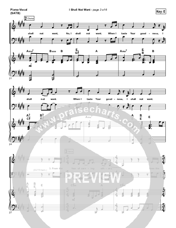 I Shall Not Want Piano/Vocal (SATB) (Audrey Assad)