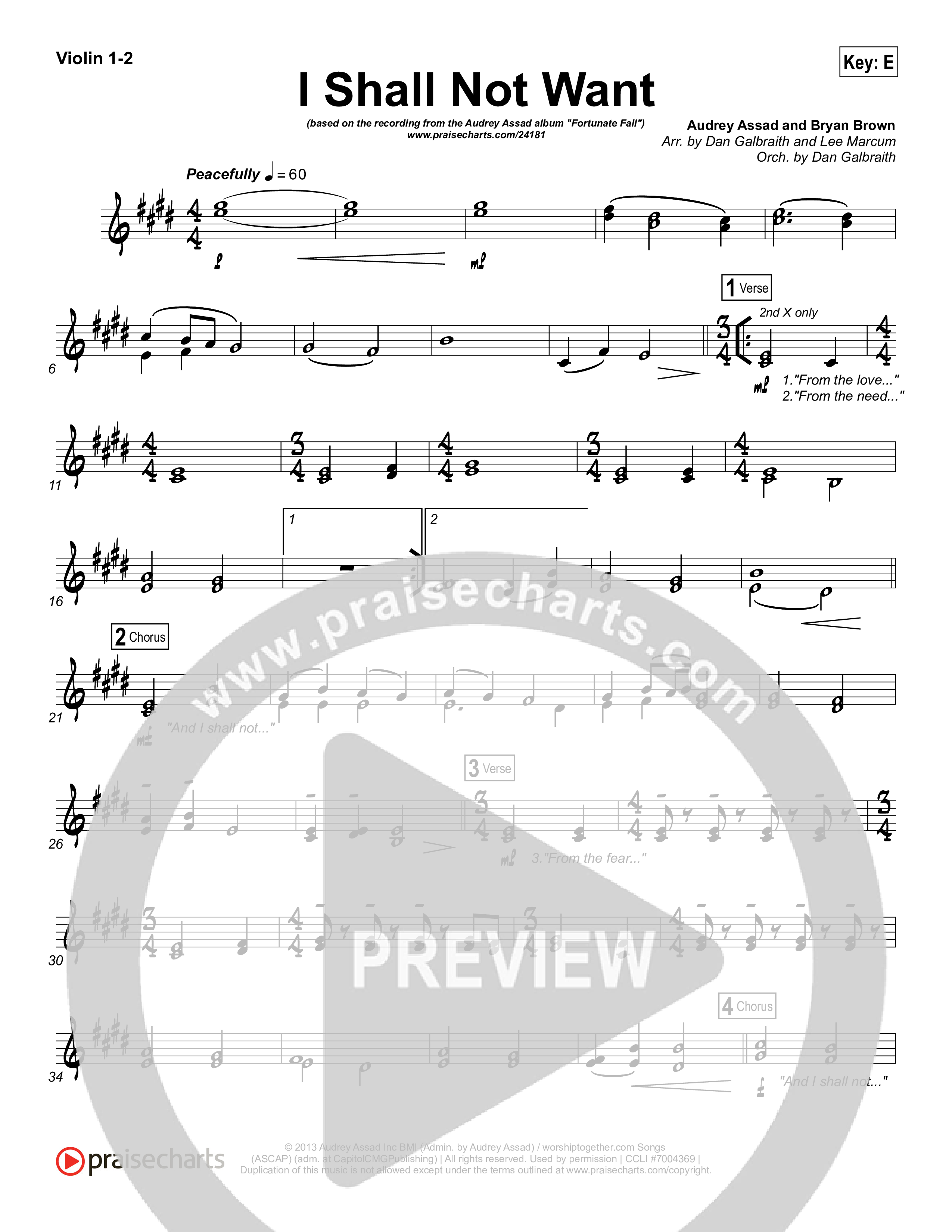 I Shall Not Want Violin 1/2 (Audrey Assad)