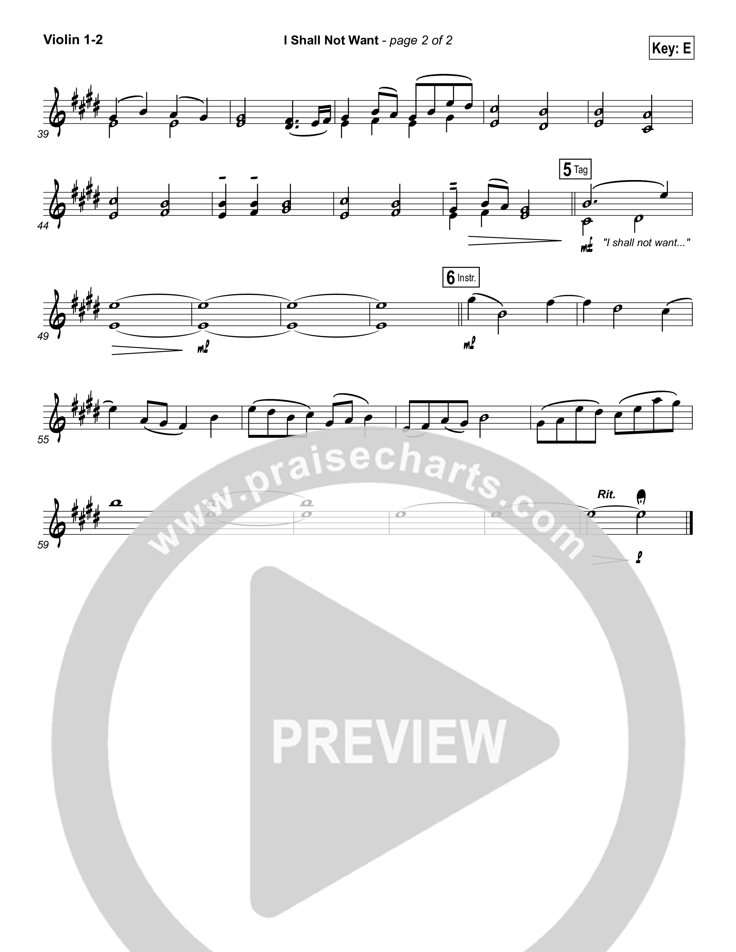 I Shall Not Want Violin 1/2 (Audrey Assad)