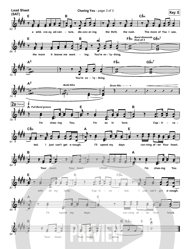 Chasing You Sheet Music (Bethel Music / Jenn Johnson) PraiseCharts