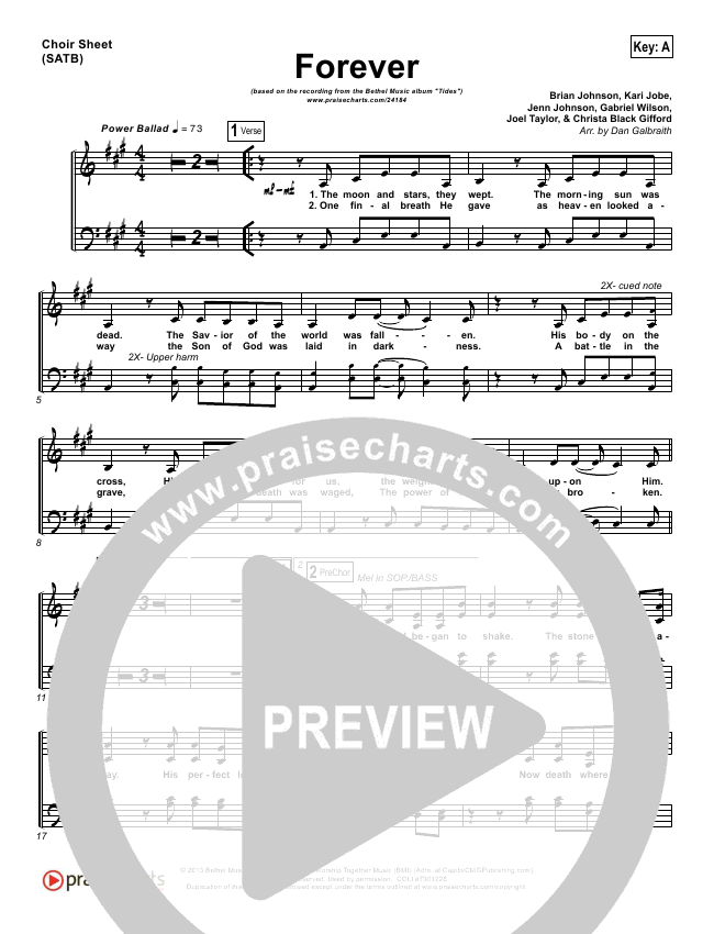 Forever Sheet Music PDF (Bethel Music / Brian Johnson) - PraiseCharts