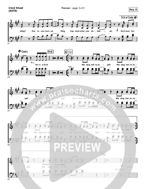 Forever Choir Sheet (SATB) (Bethel Music / Brian Johnson)