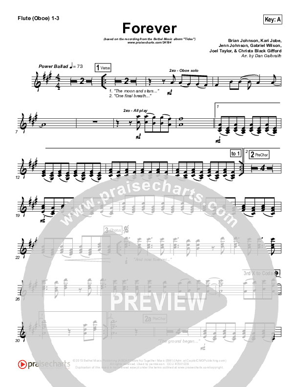 Forever Flute/Oboe 1/2/3 (Bethel Music / Brian Johnson)
