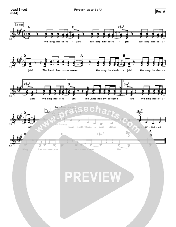 Forever Lead Sheet (SAT) (Bethel Music / Brian Johnson)