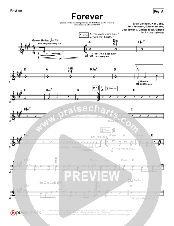 Forever Rhythm Chart (Bethel Music / Brian Johnson)