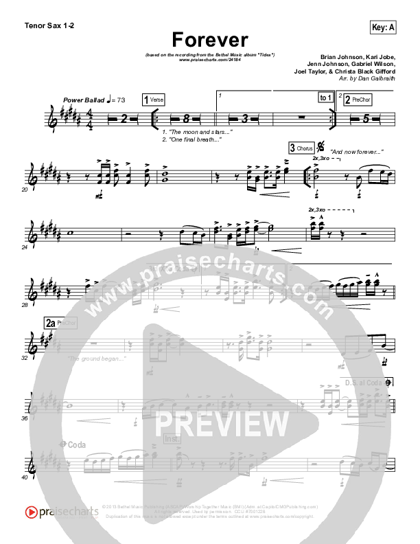 Forever Tenor Sax 1/2 (Bethel Music / Brian Johnson)