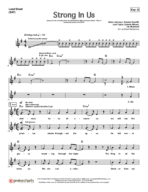 Strong In Us Lead Sheet (SAT) (Bethel Music / Brian Johnson)