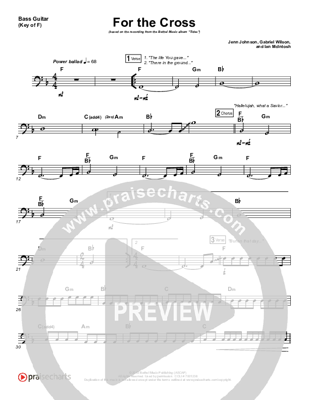 For The Cross Bass Guitar (Bethel Music / Jenn Johnson / Brian Johnson)