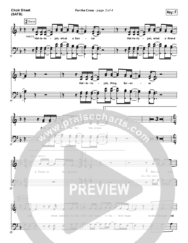 For The Cross Choir Sheet (SATB) (Bethel Music / Jenn Johnson / Brian Johnson)