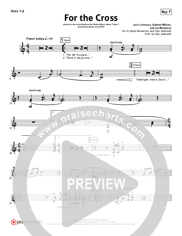 For The Cross French Horn 1/2 (Bethel Music / Jenn Johnson / Brian Johnson)