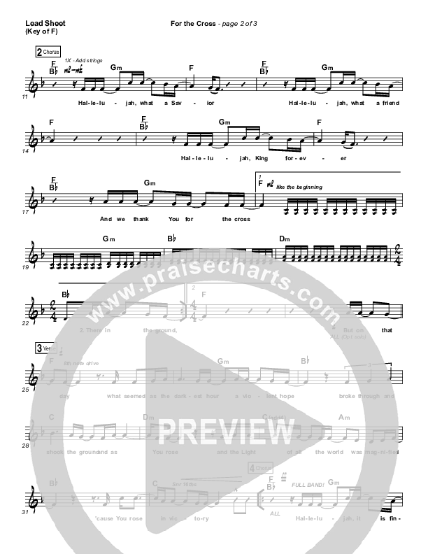 For The Cross Lead Sheet (Melody) (Bethel Music / Jenn Johnson / Brian Johnson)