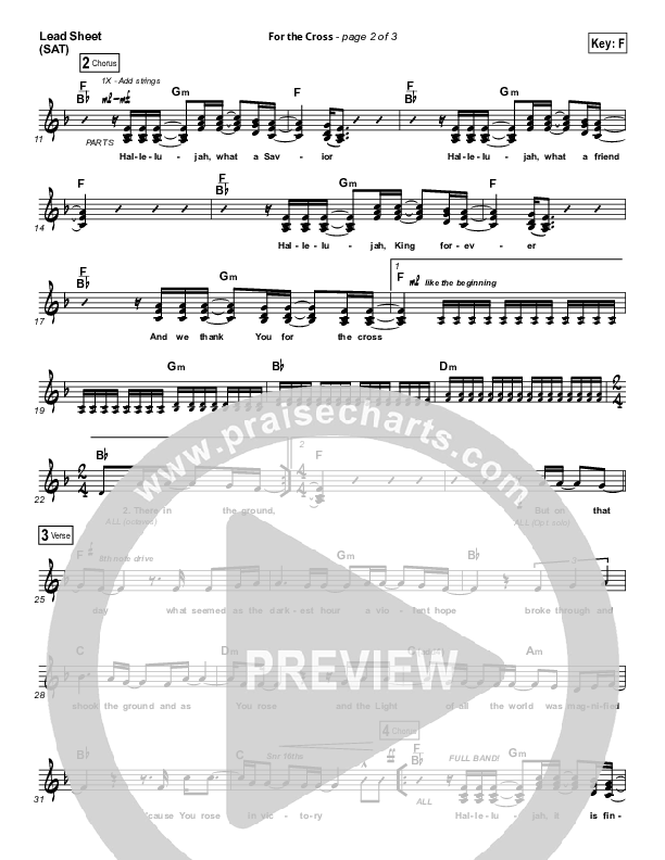 For The Cross Lead Sheet (SAT) (Bethel Music / Jenn Johnson / Brian Johnson)