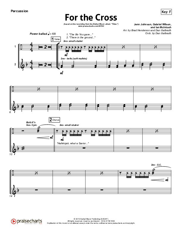 For The Cross Percussion (Bethel Music / Jenn Johnson / Brian Johnson)