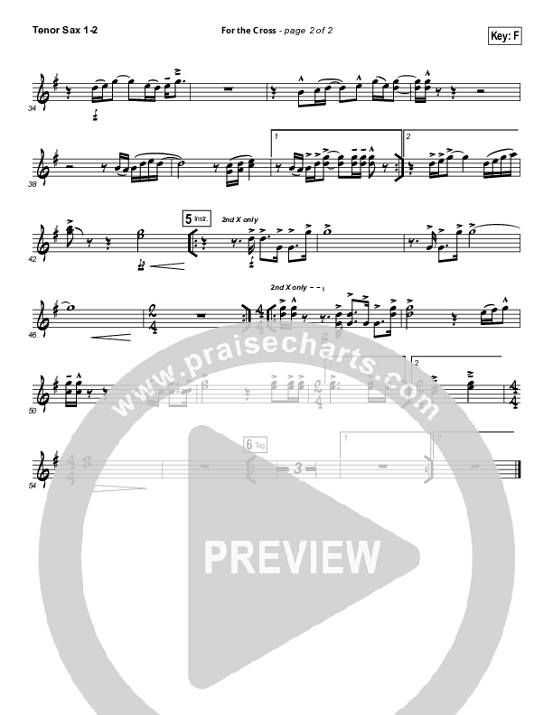 For The Cross Tenor Sax 1/2 (Bethel Music / Jenn Johnson / Brian Johnson)