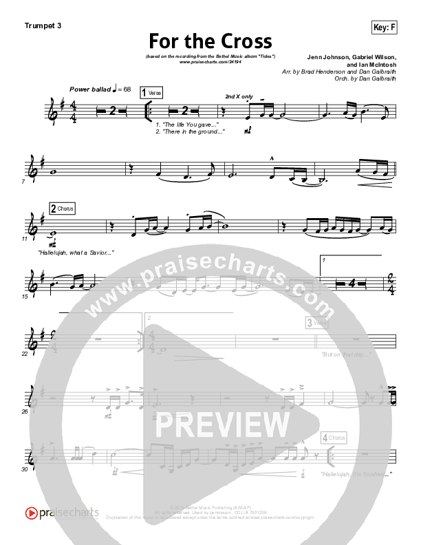 For The Cross Trumpet 3 (Bethel Music / Jenn Johnson / Brian Johnson)
