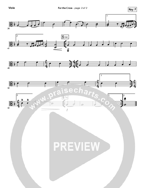 For The Cross Viola (Bethel Music / Jenn Johnson / Brian Johnson)