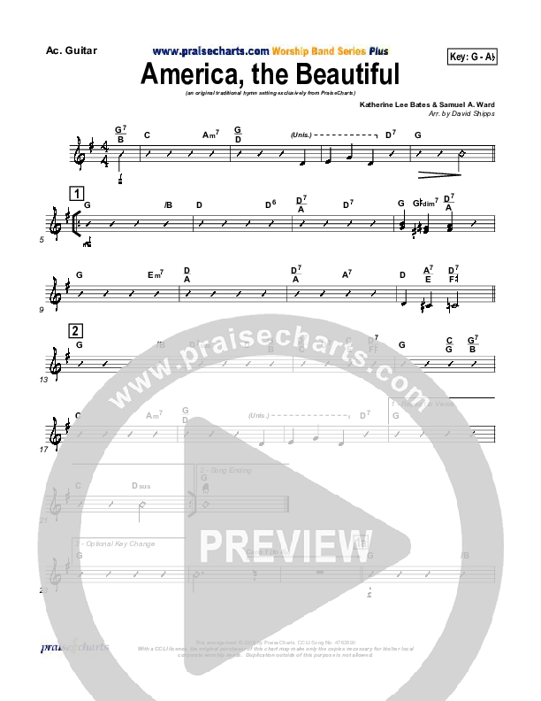 America The Beautiful Acoustic Guitar (Mark Cole)