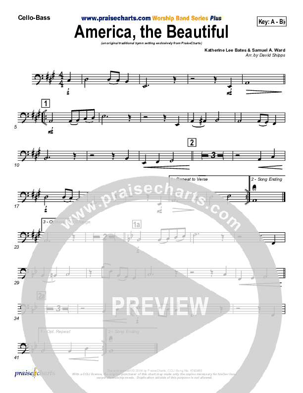 America The Beautiful Cello/Bass (Mark Cole)