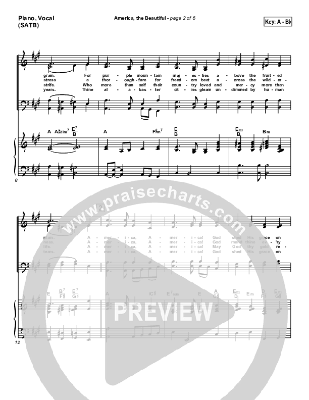 America The Beautiful Piano/Vocal (SATB) (Mark Cole)