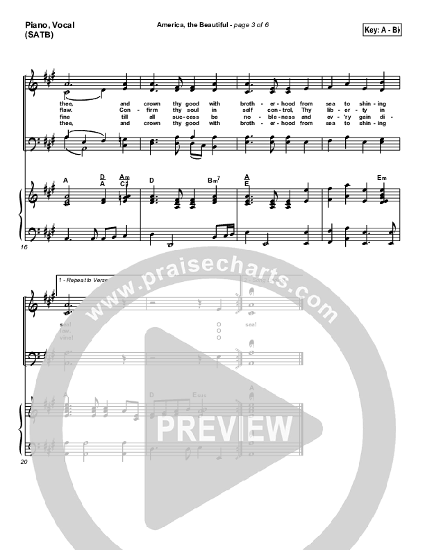 America The Beautiful Piano/Vocal (SATB) (Mark Cole)