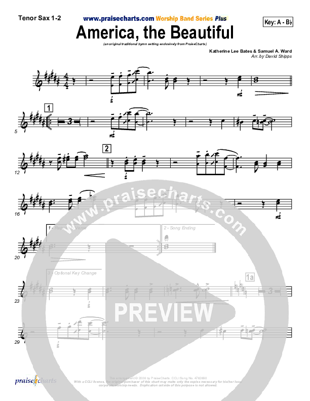 America The Beautiful Tenor Sax 1/2 (Mark Cole)