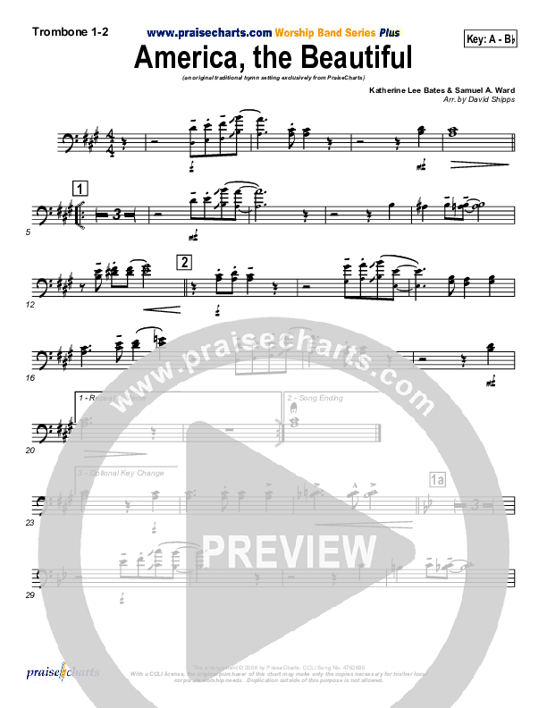 America The Beautiful Trombone 1/2 (Mark Cole)