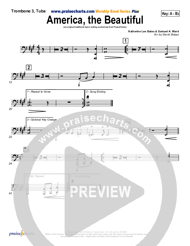 America The Beautiful Trombone 3/Tuba (Mark Cole)