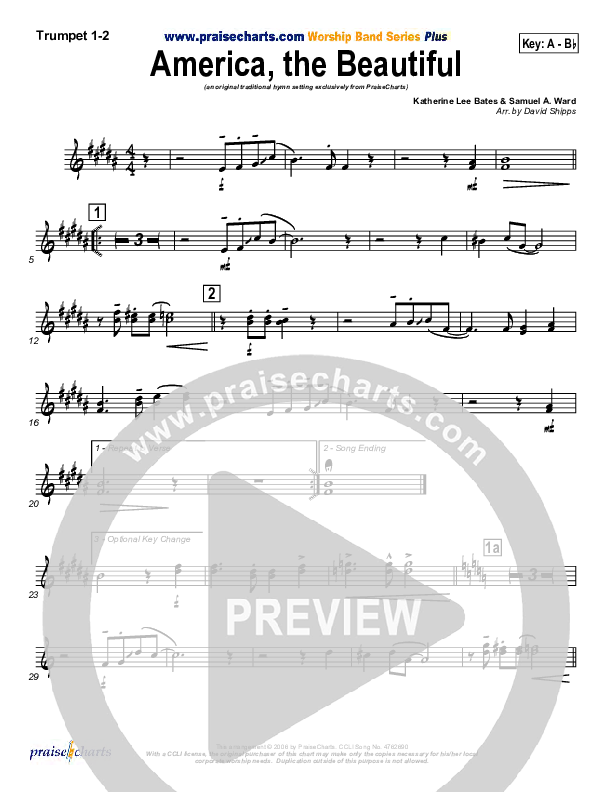 America The Beautiful Trumpet 1,2 (Mark Cole)