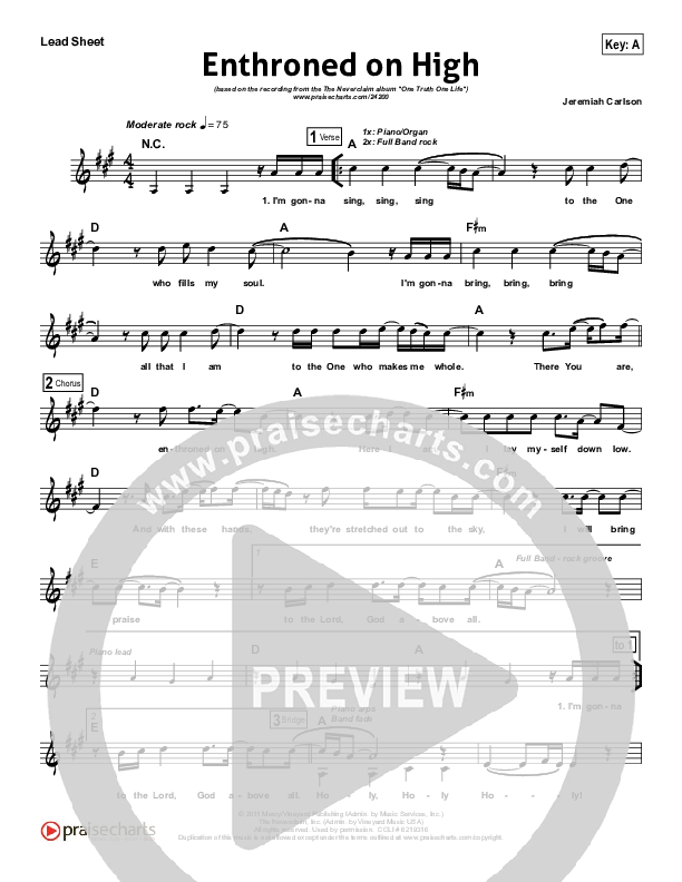 Enthroned On High Lead Sheet (The Neverclaim)