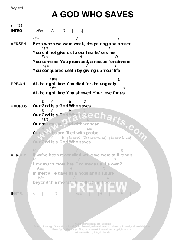 A God Who Saves Chords & Lyrics (Sovereign Grace)